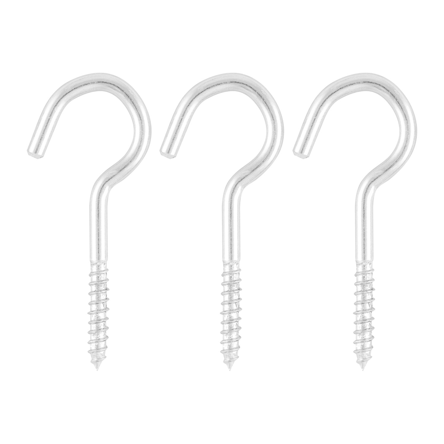 Hiatt 80mm Zinc Steel Screw Hooks 3 Pack Image 1