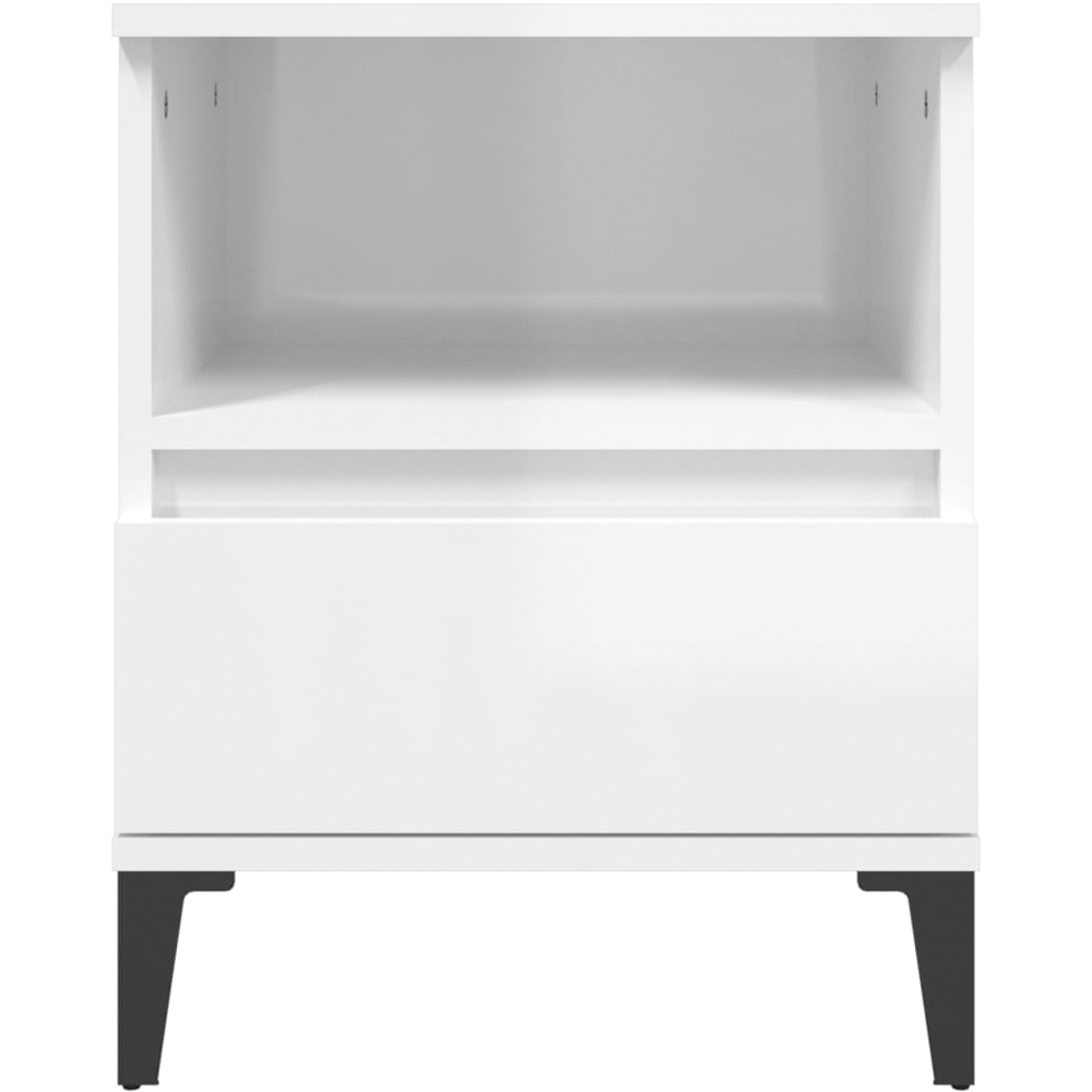 vidaXL Set of 2 Single Drawer Single Shelf High Gloss White Bedside Cabinet Image 7