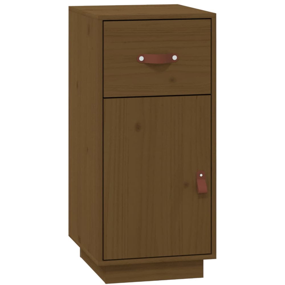 vidaXL Single Door Single Drawer Honey Brown Solid Pine Wood Sideboard Image 2