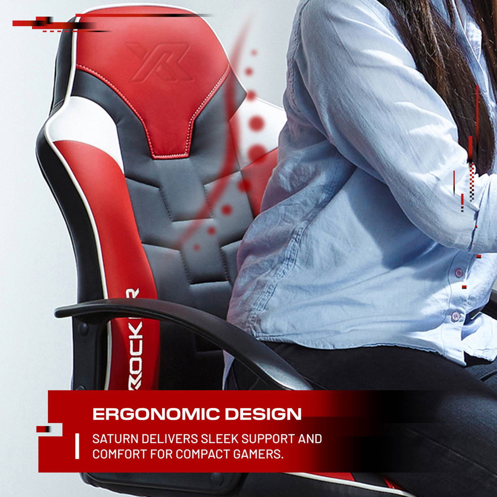 X Rocker Saturn Black and Red Mid-Back Wheeled Esport Gaming Chair Image 4