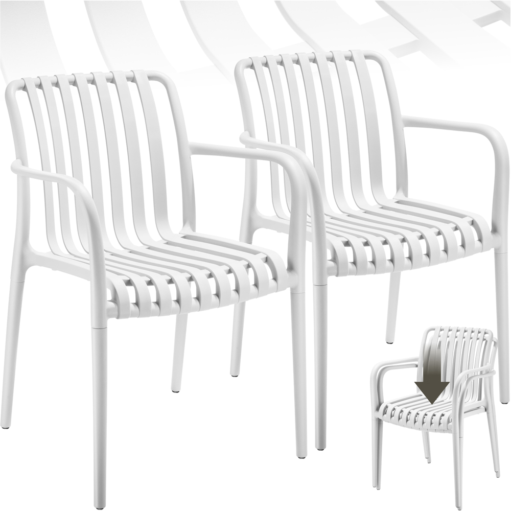 tectake Alcudia Set of 2 White Garden Chair Image 2