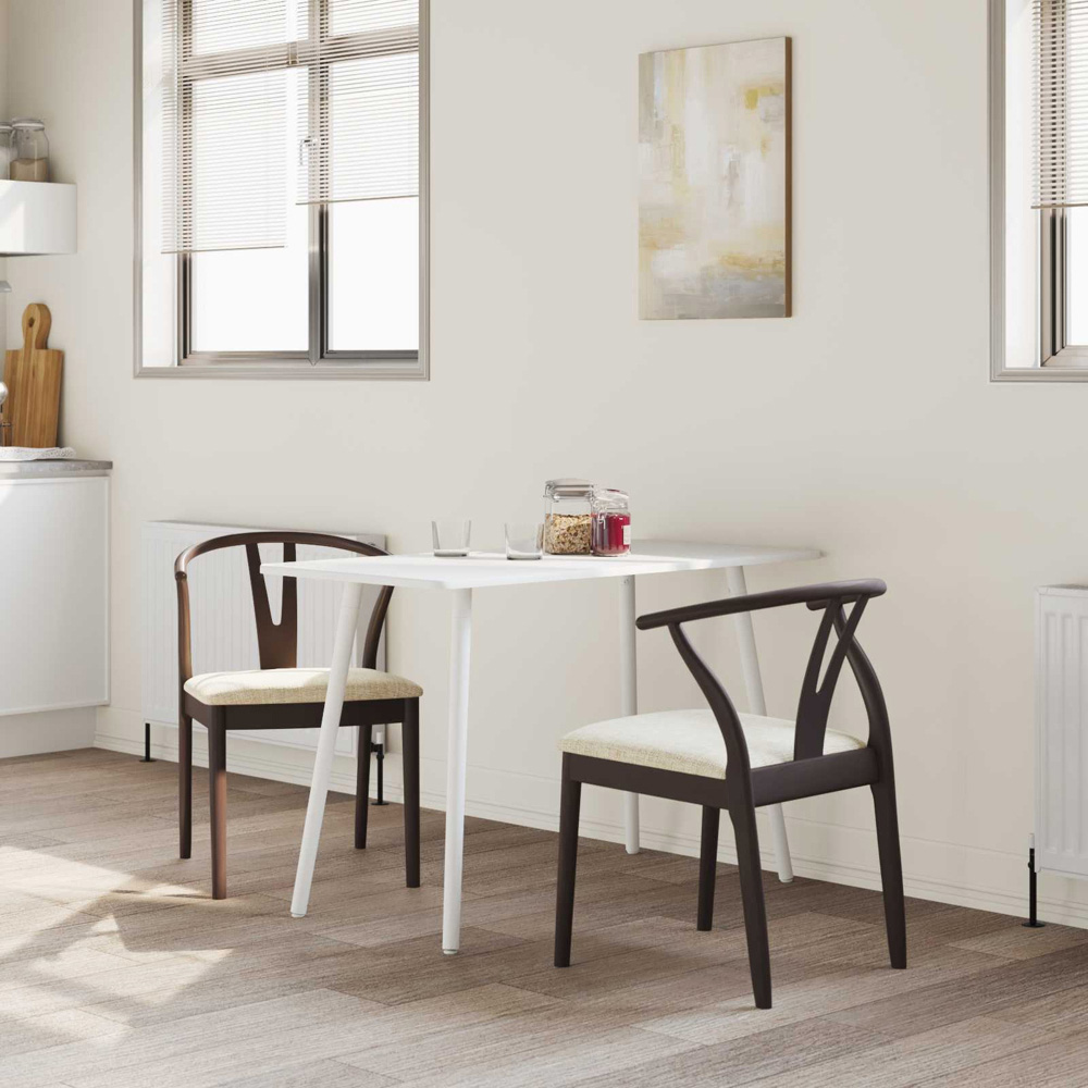 vidaXL Set of 2 Light Brown Rubberwood Vintage Dining Chairs Image 9