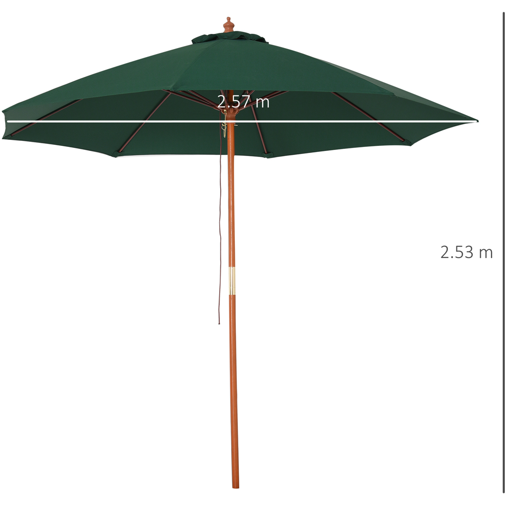 Outsunny Dark Green Wooden Garden Parasol with Top Vent 2.5m Image 7