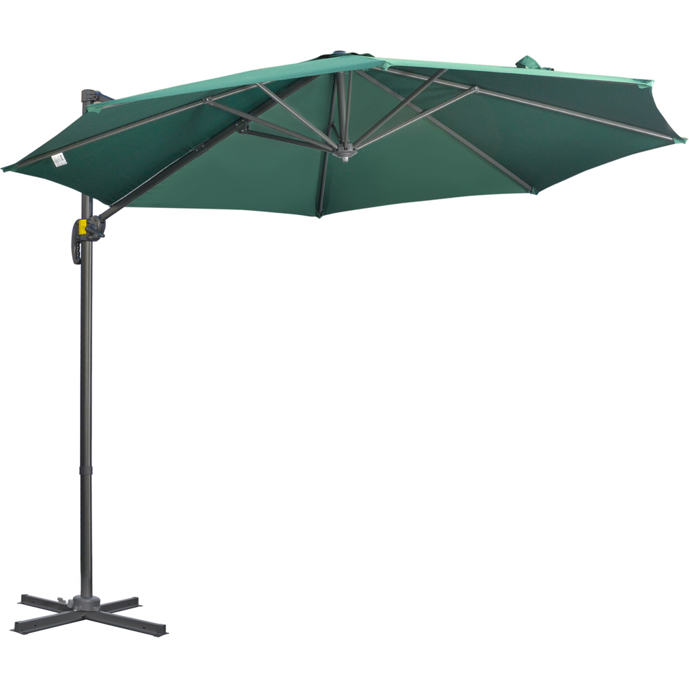 Outsunny Green Crank and Tilt Cantilever Parasol with Cross Base 3 x 3m Image 1