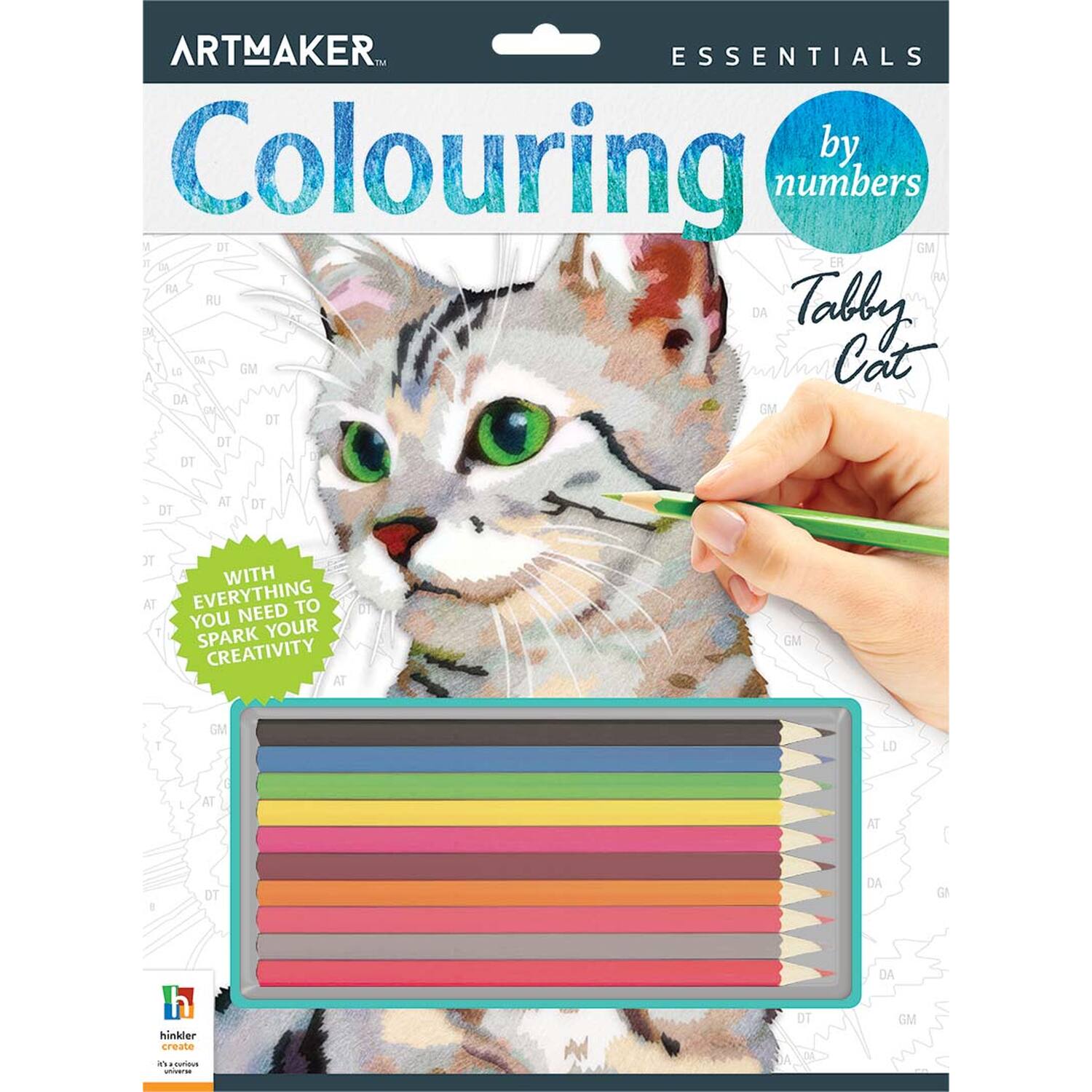 Art Maker Essentials Colouring by Numbers Kit - Tabby Cat Image