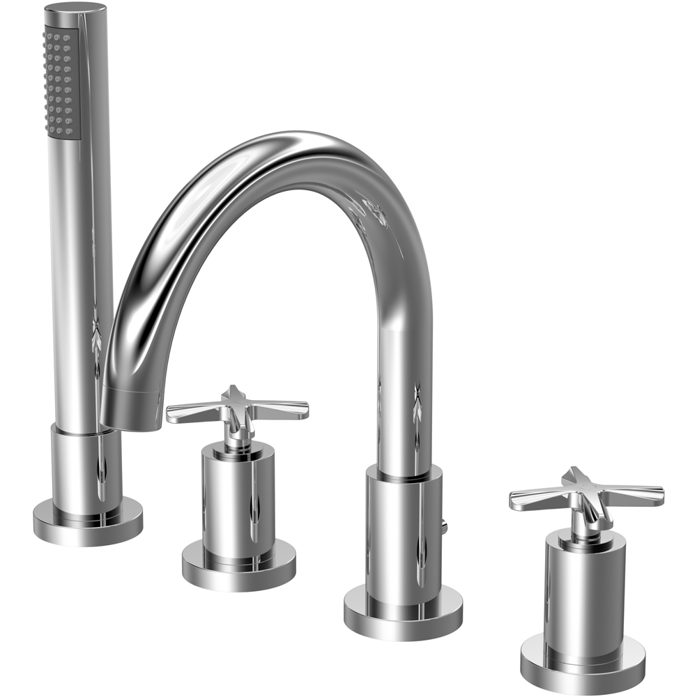 nuie Aztec 4 Tap Hole Chrome Bath Mixer Tap Image 1