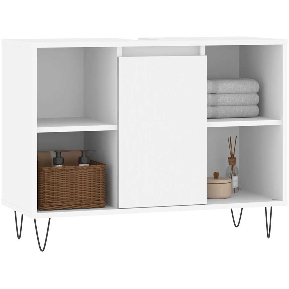 vidaXL Single Door 4 Open Shelf White Bathroom Cabinet Image 3