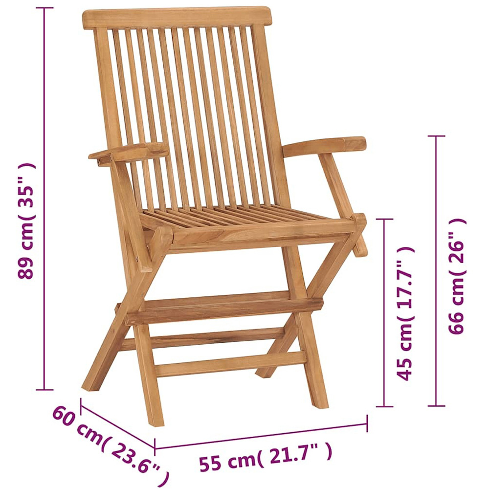 Walplus Set of 2 Teak Wood Folding Chair with Armrest Image 9