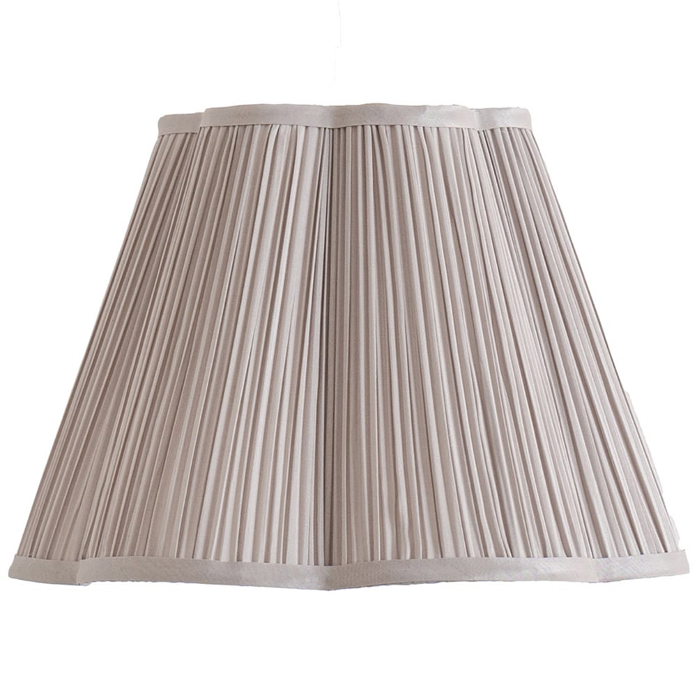 ValueLights Loralei Light Grey Small Pleated Faux Silk Scalloped Easy Fit Lamp Shade Image 1