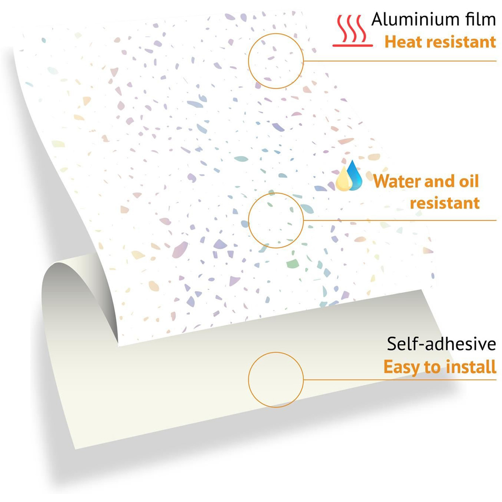 Walplus Terrazzo Holographic Glitter White Wall Tile Sticker 15 x 15cm 48 Pack Image 4
