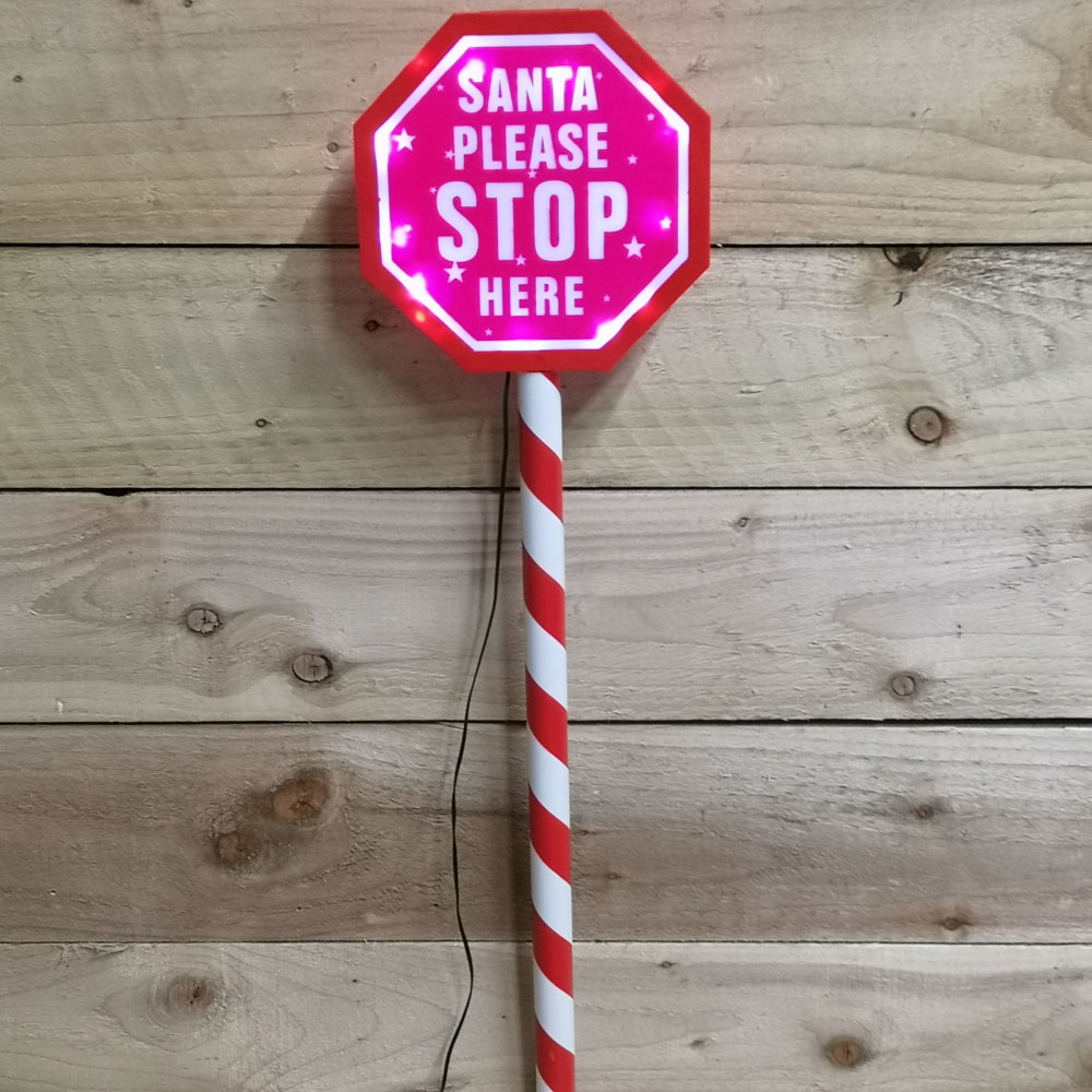 Premier Warm White LED Santa Stop Here Christmas Outdoor Sign 80cm Image 5