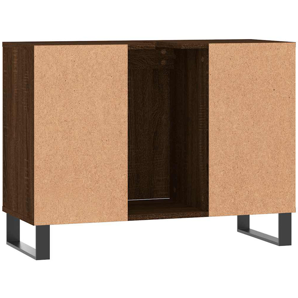 vidaXL Single Door 4 Shelf Brown Oak Freestanding Under Sink Bathroom Cabinet Image 4