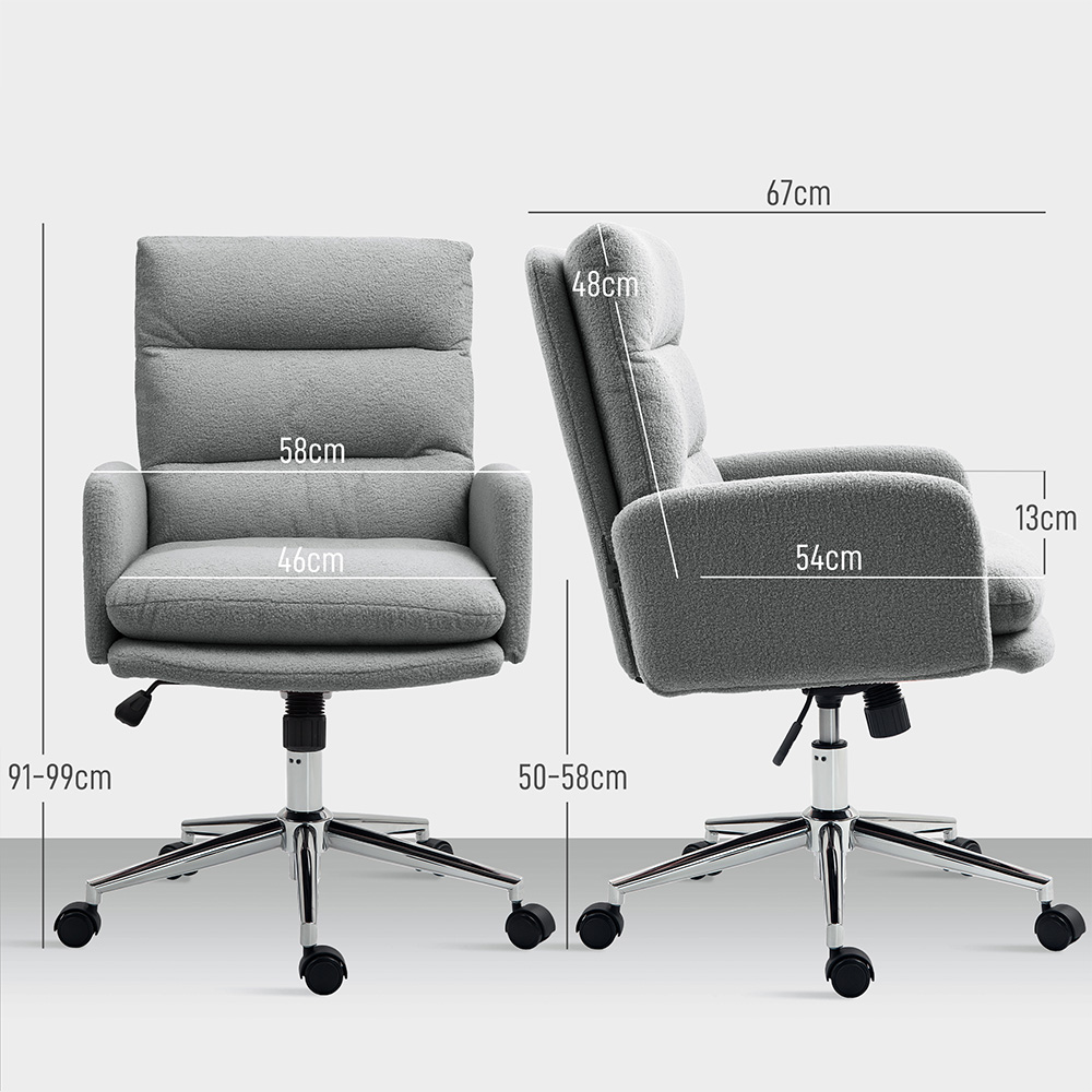 Portland Grey Upholstered Height Adjustable Office Desk Chair Image 9