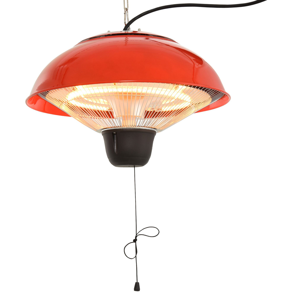 Outsunny Red Ceiling Mounted Halogen Electric Heater 1500W Image 1