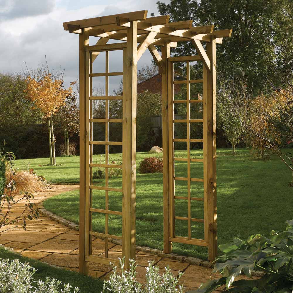 Rowlinson 5 x 3ft Square Top Arch with Trellis Sides Image