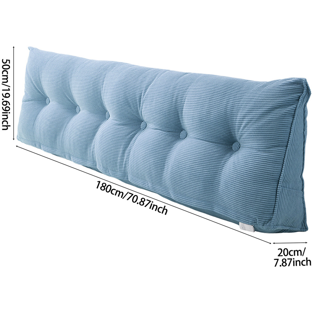 0802341 Living and Home Blue Corduroy Wedge Headboard Pillow with Side Pocket ...