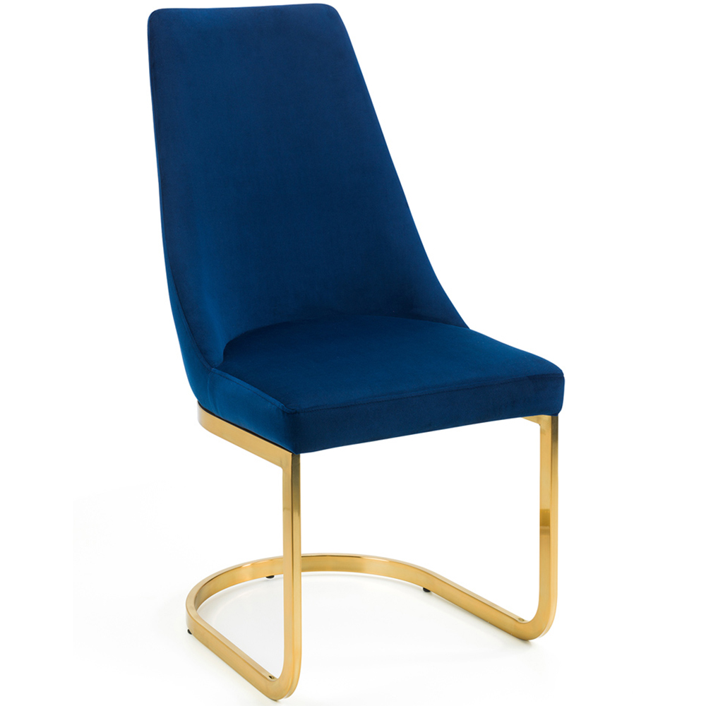 Julian Bowen Vittoria Cantilever Set of 2 Blue Dining Chairs Image 2