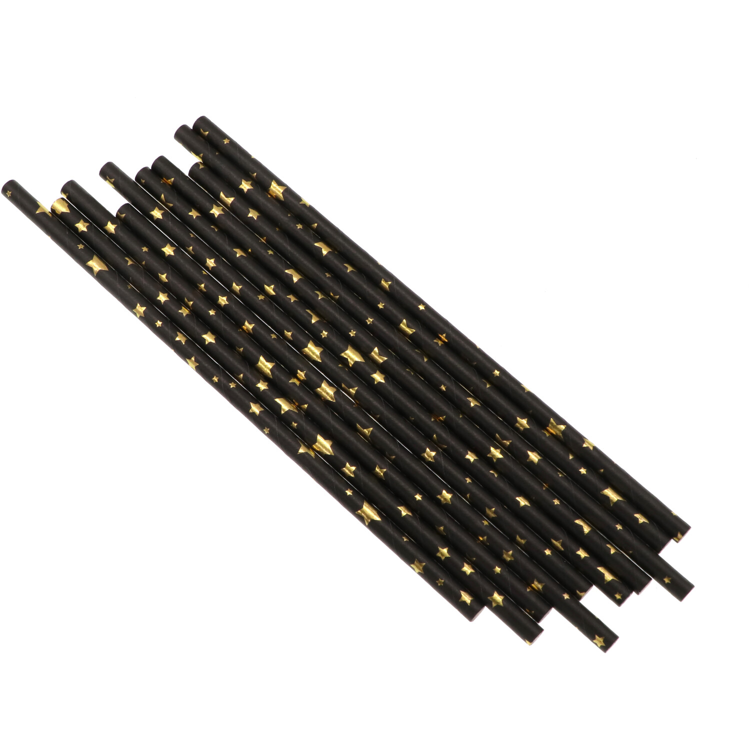 Pack of 10 Gold Foil Star Straws - Black Image 2