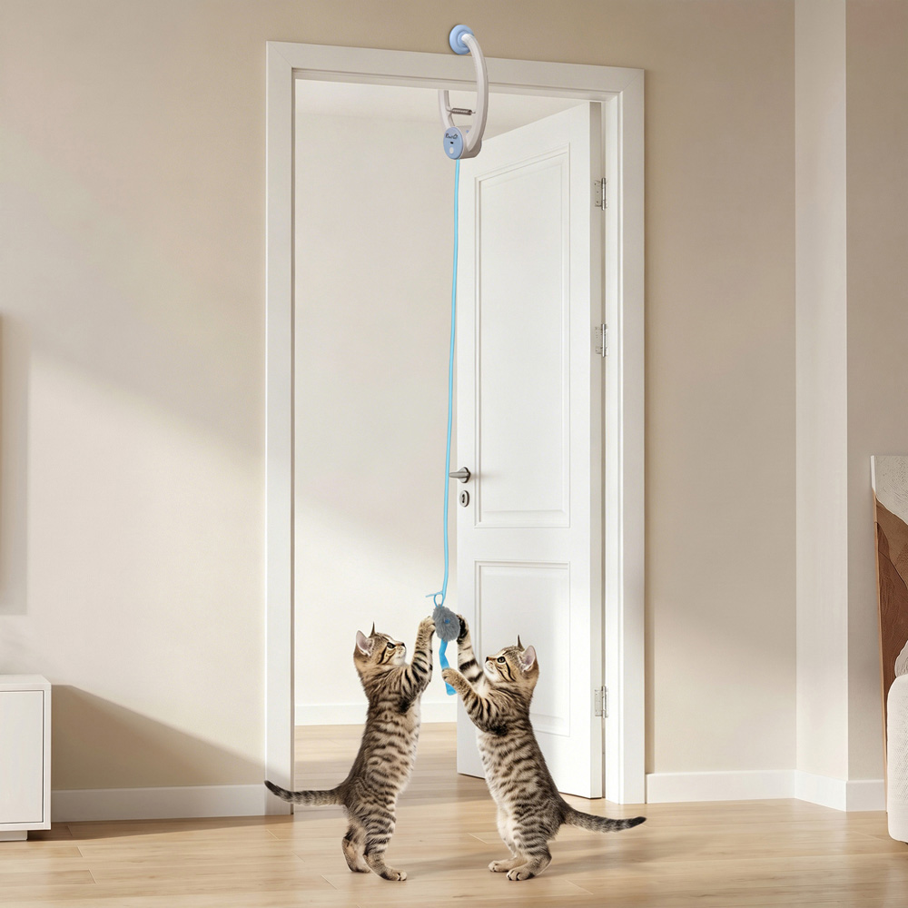 PawHut Interactive Door Hanging Automatic Cat Toy Mouse and Teaser Image 3