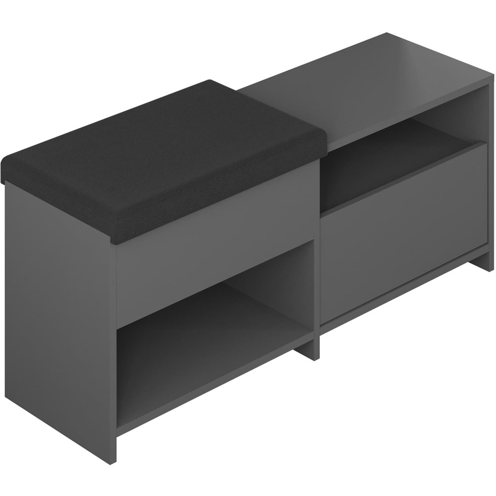 Decortie Filux Single Door 2 Shelf Anthracite Sliding Seat Shoe Cabinet Image 2