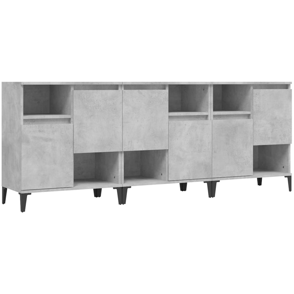 vidaXL 2 Door 2 Shelf Concrete Grey Wooden Sideboard 3 Piece Image 2
