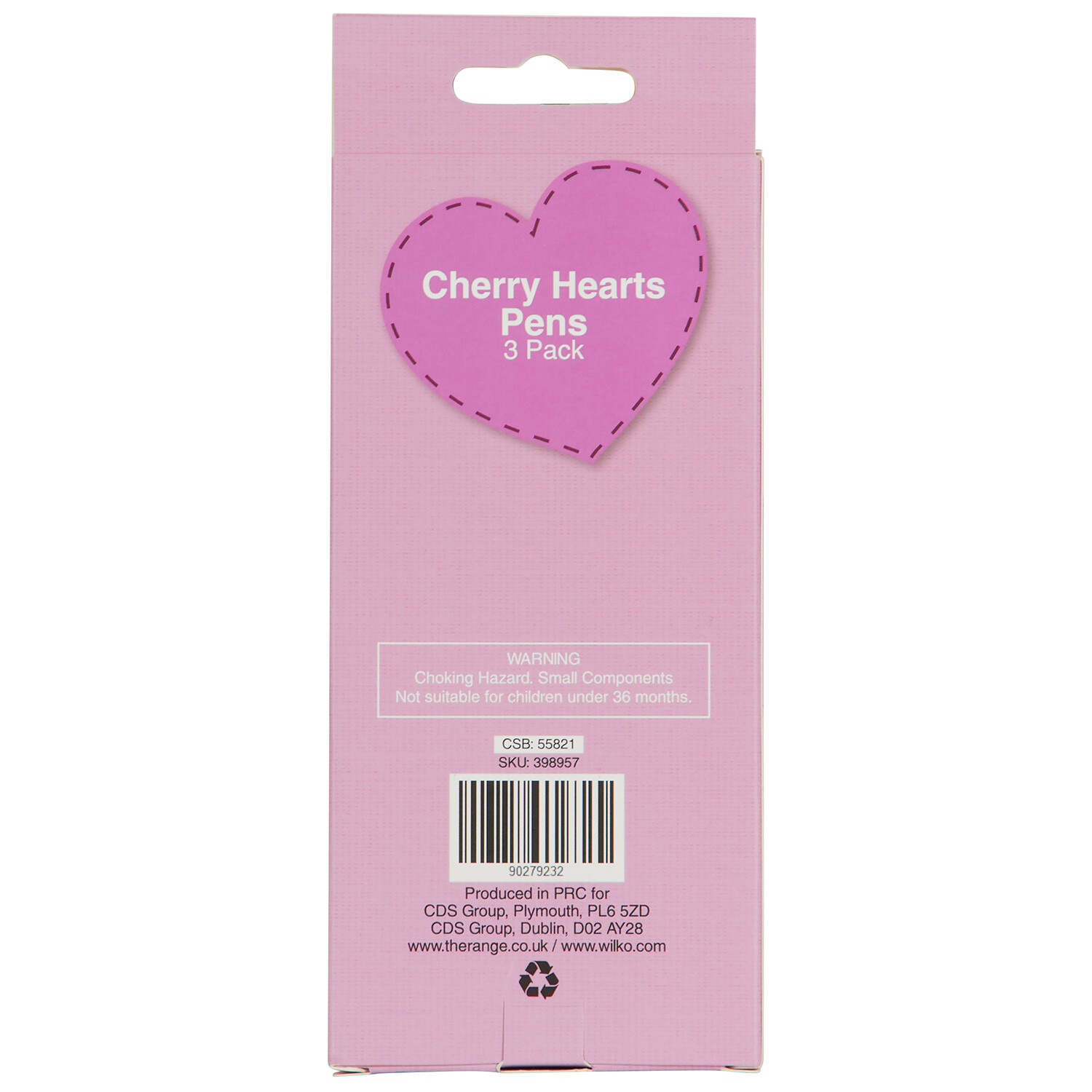 Pack of 3 Cherry Hearts Pens - Pink Image 3