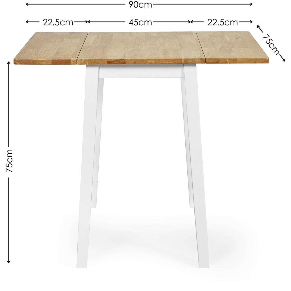 Julian Bowen Linwood 2 Seater 45-90cm White and Oak Drop Leaf Extendable Dining Table Image 9
