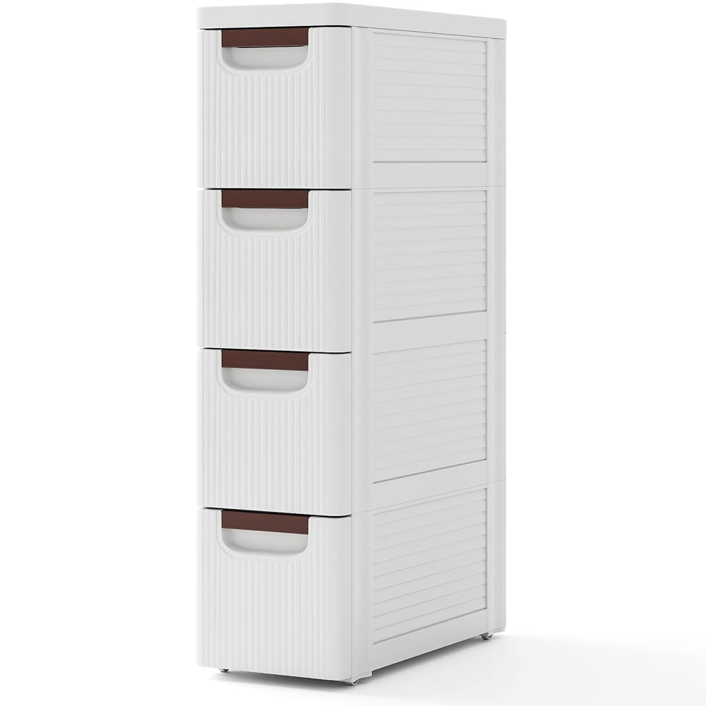 Costway 4 Drawer White Narrow Storage Cabinet Image 2