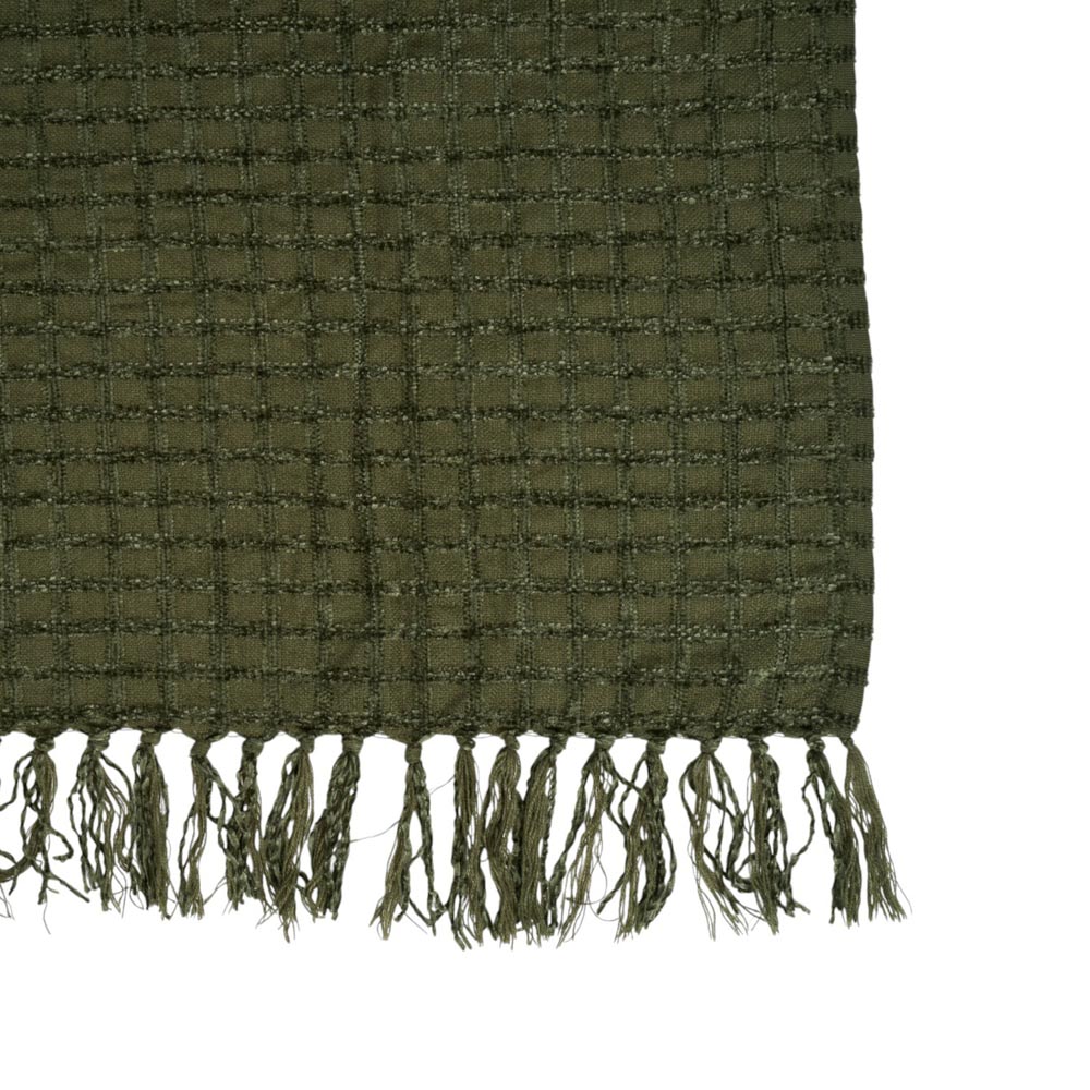 Chenille Check Throw - Emerald Image 5