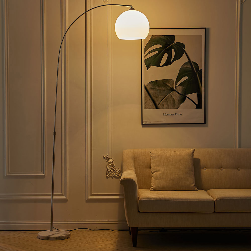 Living and Home White Arched Floor Lamp with Height Adjustable 145 to 220cm Image 7