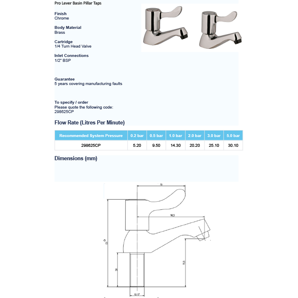 Pro Lever Basin Taps 2 Pack Image 2
