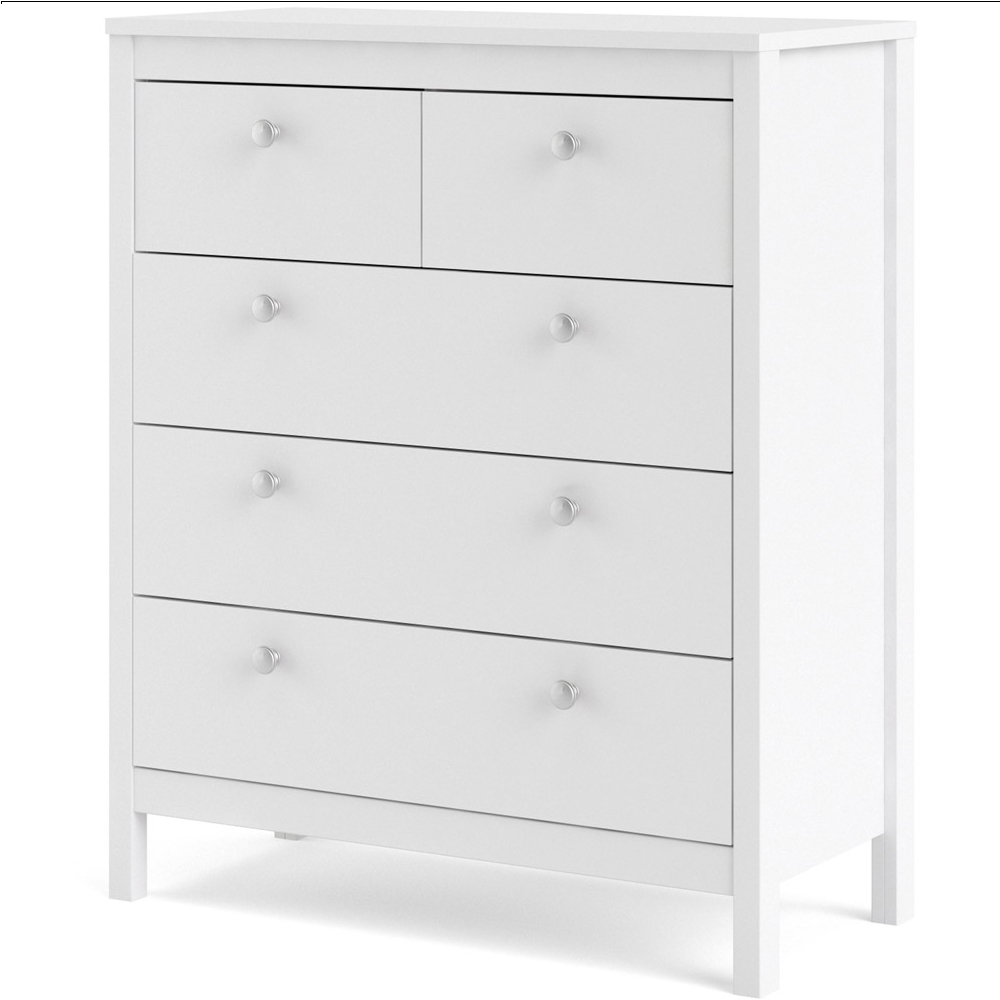 Florence Madrid 5 Drawer White Chest of Drawers Image 3