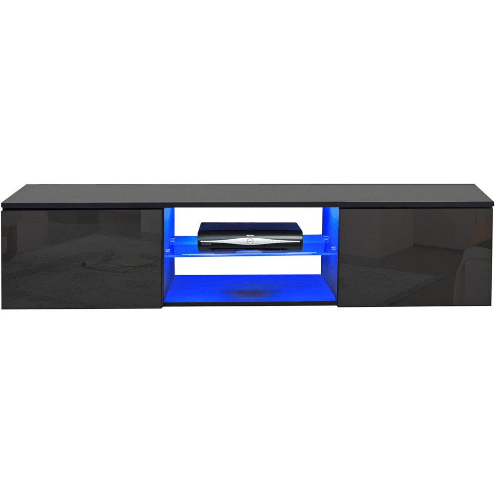 MDA Designs Ara 2 Door Black TV Cabinet with LED Lighting Image 2