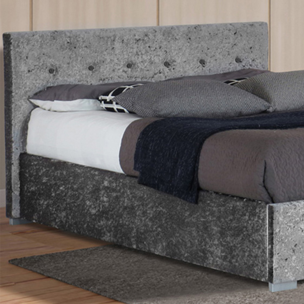 Brooklyn Double Silver Crushed Velvet Storage Ottoman Bed Image 2
