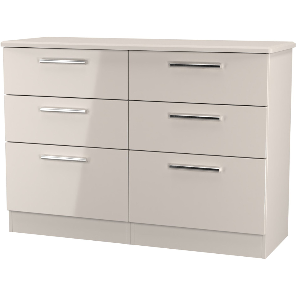 Crowndale Knightsbridge 6 Drawer Kashmir Gloss Wide Chest of Drawers Ready Assembled Image 3