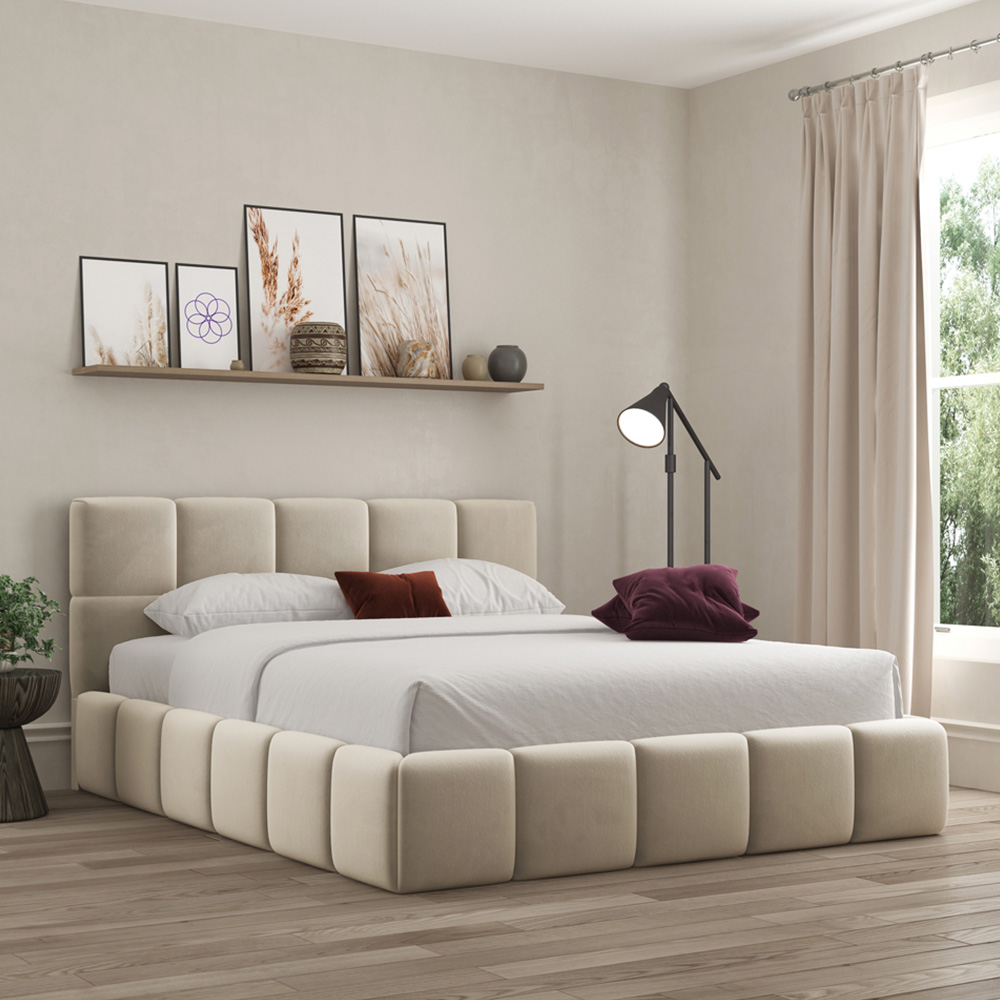 DS Living Ovella Small Double Cream Cubed Bed Frame Image 4