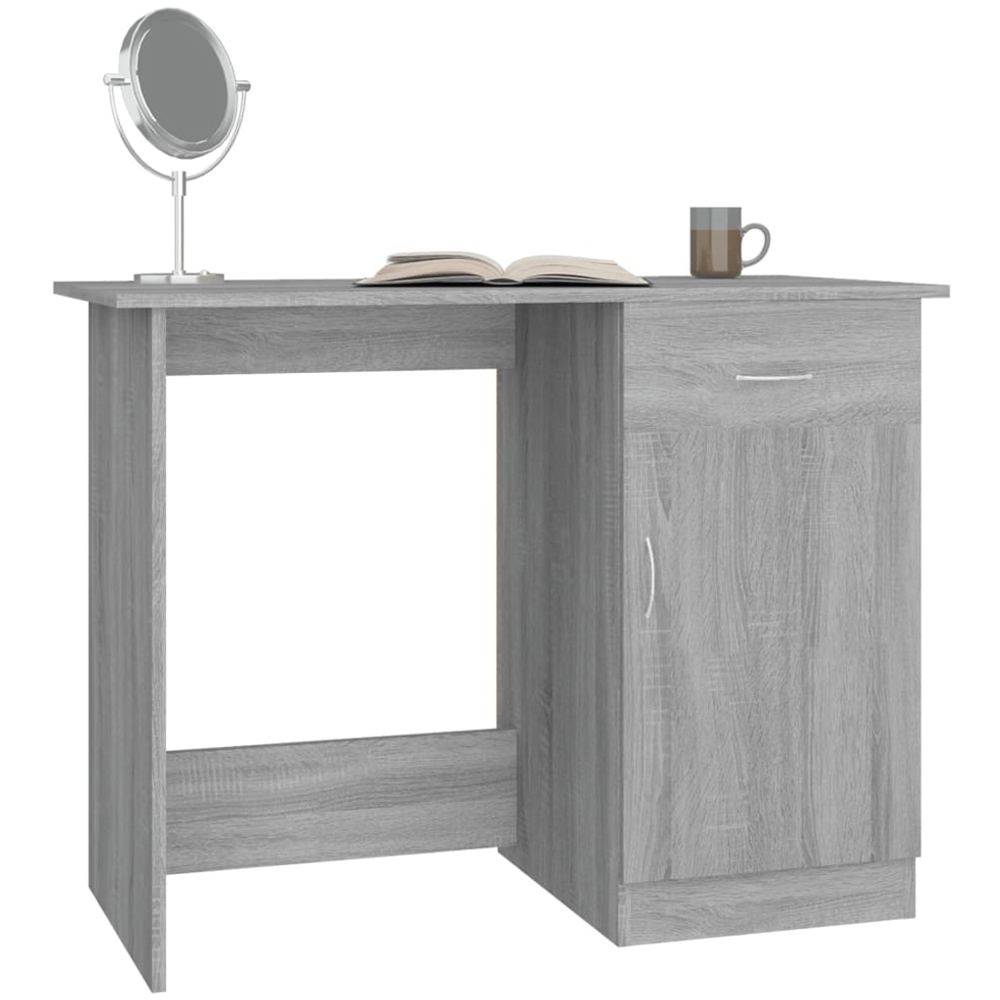 vidaXL Single Door Single Drawer Computer Desk Grey Sonoma Image 3