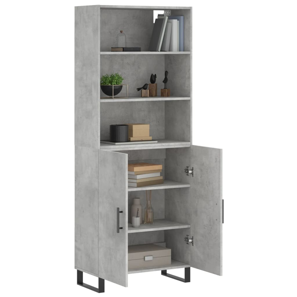 vidaXL 2 Door 3 Shelf Concrete Grey Highboard Image 3