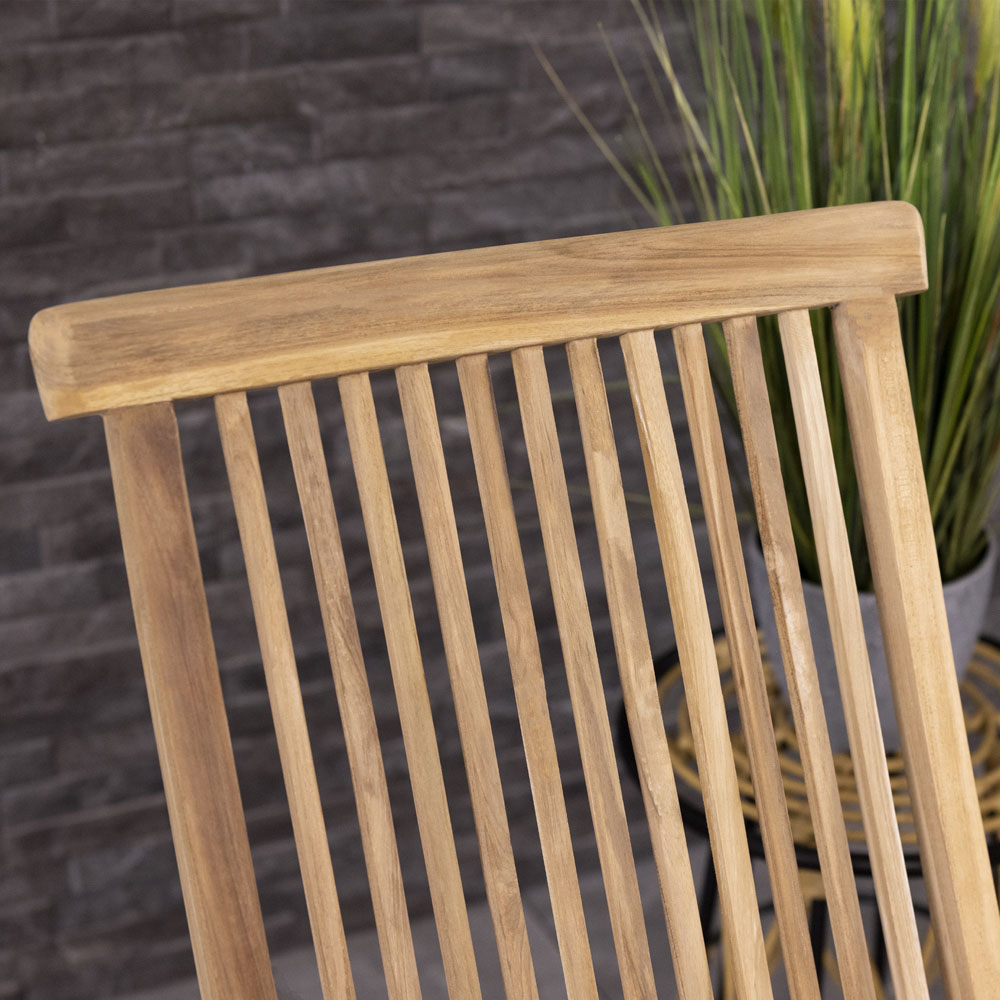 Charles Bentley Set of 2 Teak Wooden Foldable Patio Chair Image 6