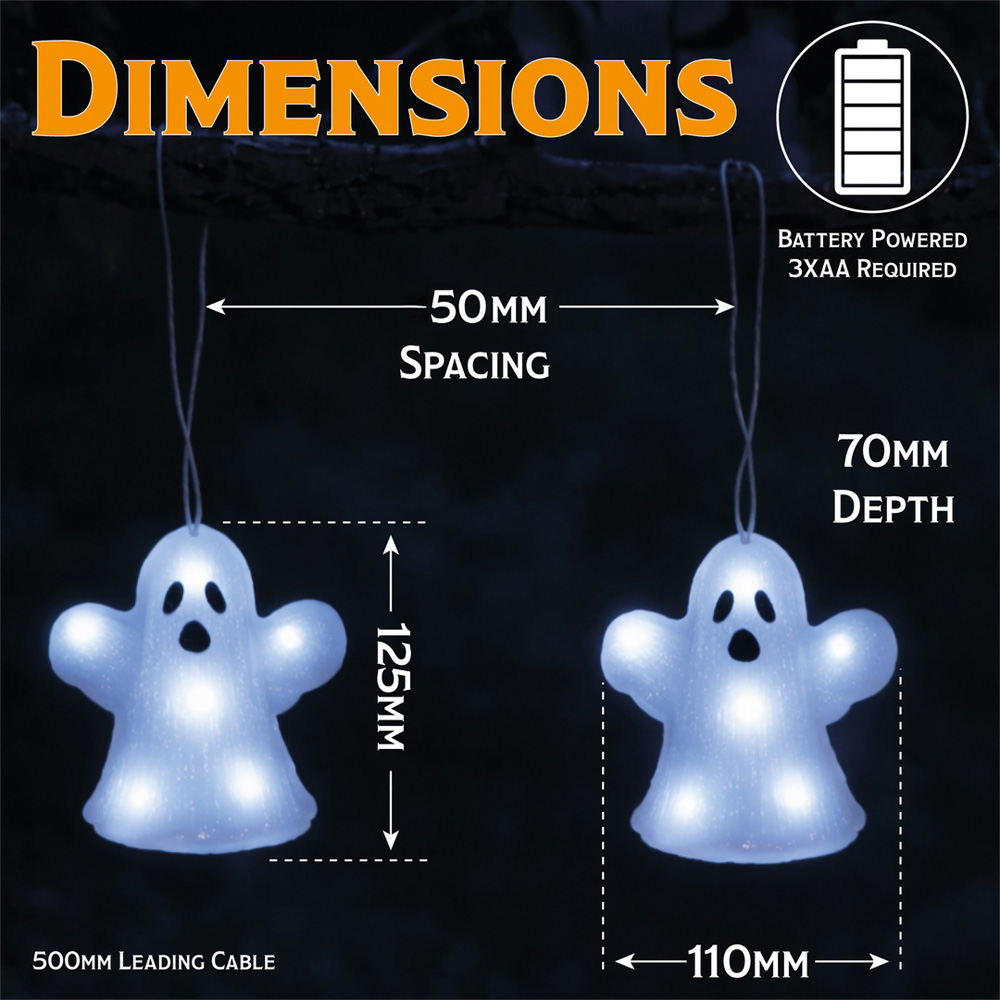 FXLab 8 White LED Acrylic Ghost Outdoor Halloween Decoration Set of 5 Image 7