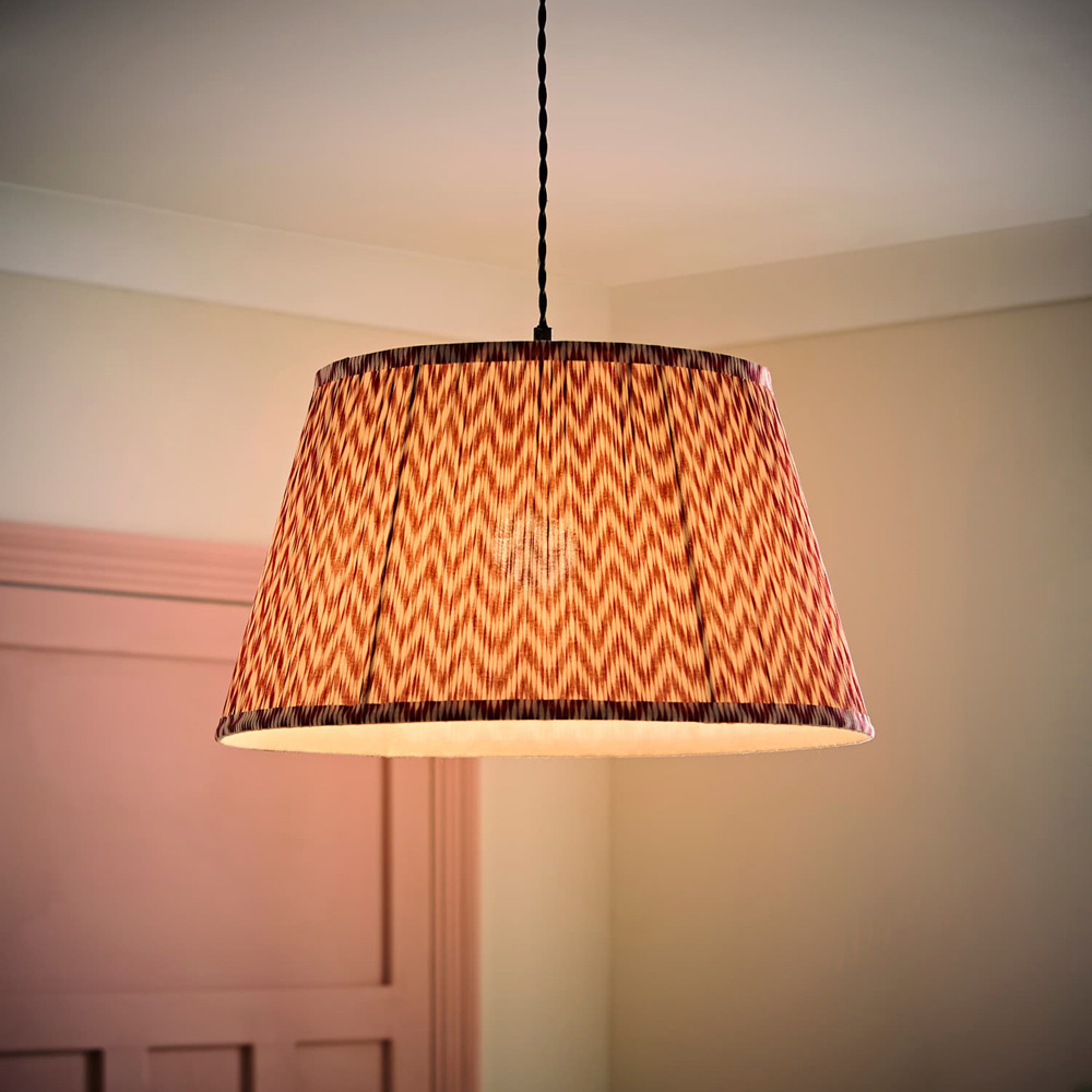 ValueLights Saffira Pink Chevron Pleated Tapered Large Lamp Shade 45cm Image 2