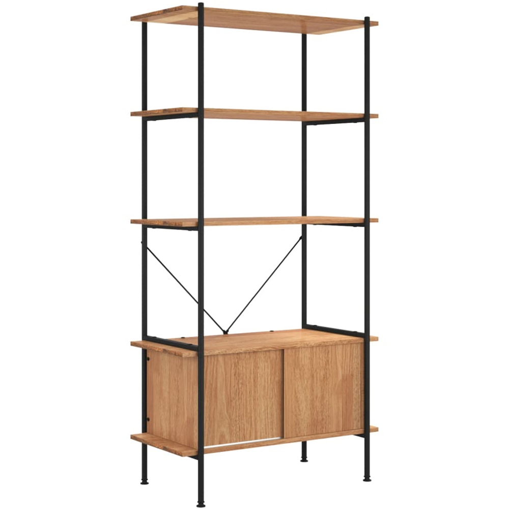 vidaXL 2 Sliding Door 3 Open Shelf Light Brown Steel and Shelving Unit Image 2