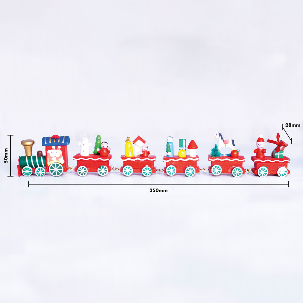 St Helens Red Wooden Christmas Train Set Decoration Image 5