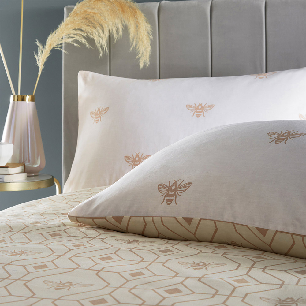 furn. Bee Deco Double Champagne Duvet Set Image 2