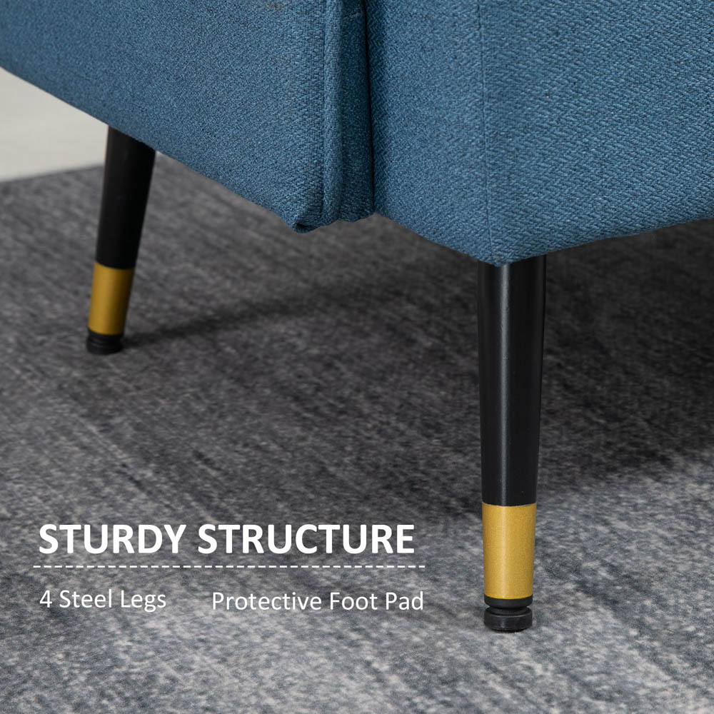 Portland 2 Seater Blue Button Tufted Sofa Image 4