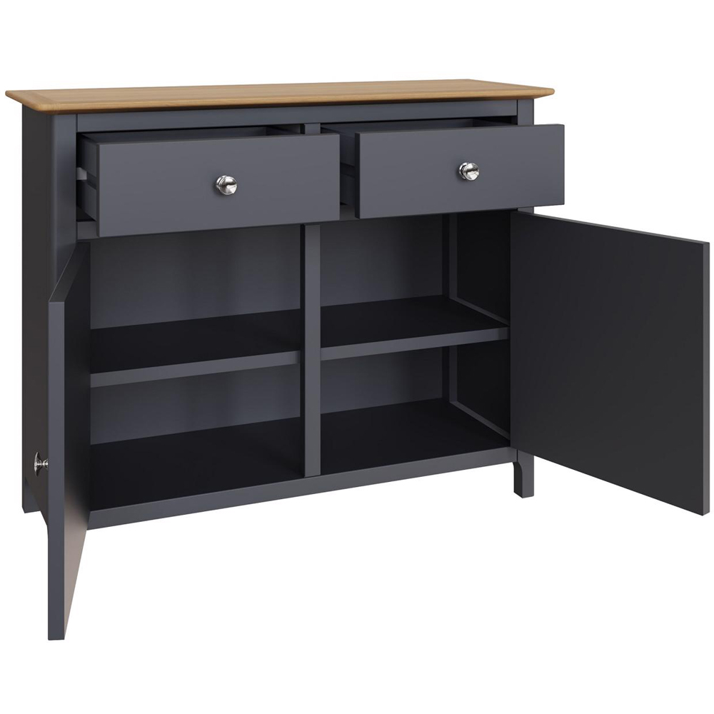 FWStyle Taberno 2 Drawer 2 Door Graphite Blue and Oak Sideboard Image 4