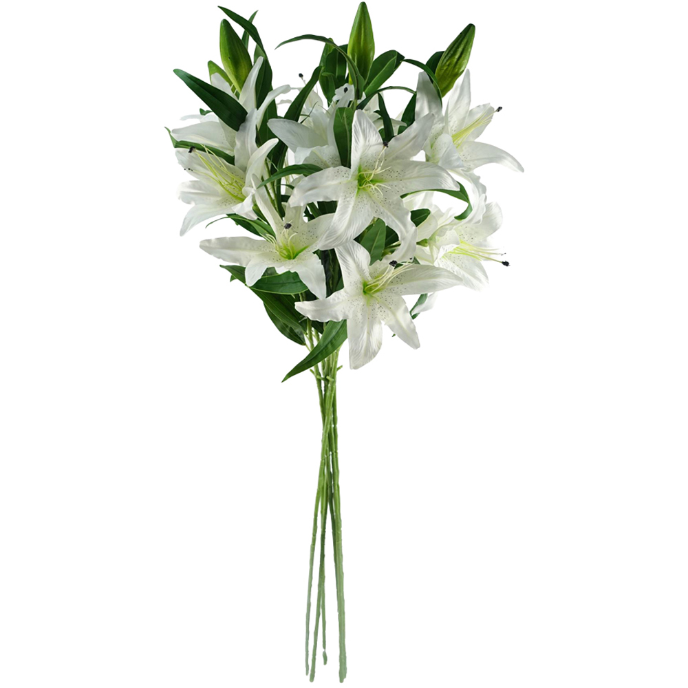 Leaf Large White Lily Single Stem Artificial Flower 3.3ft 6 Pack Image 1