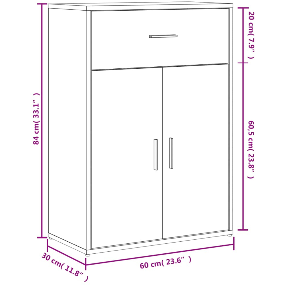 vidaXL 2 Door Single Drawer Sonoma Oak Sideboard Set of 2 Image 9