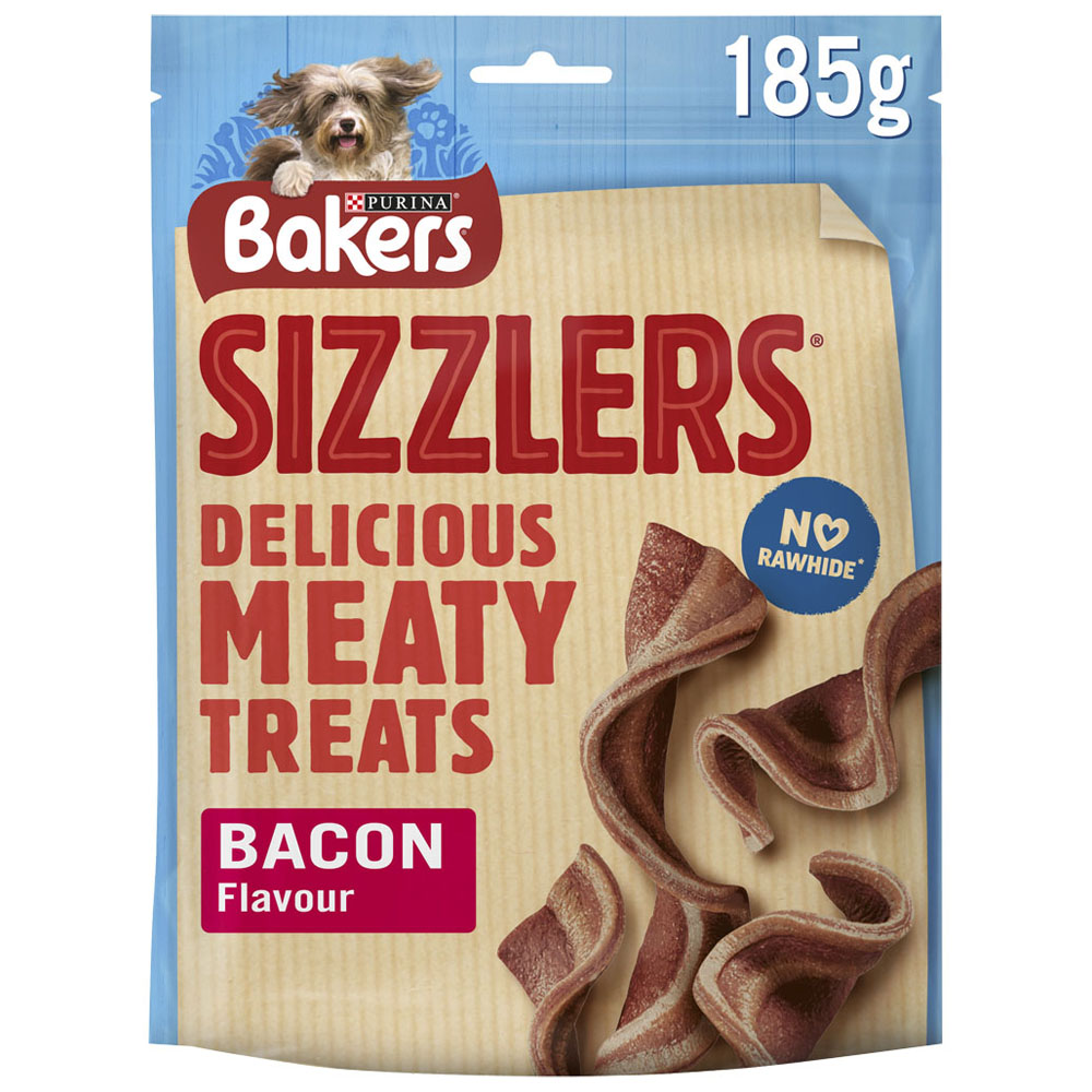 Bakers Sizzlers Dog Treats Bacon 185g Image 1
