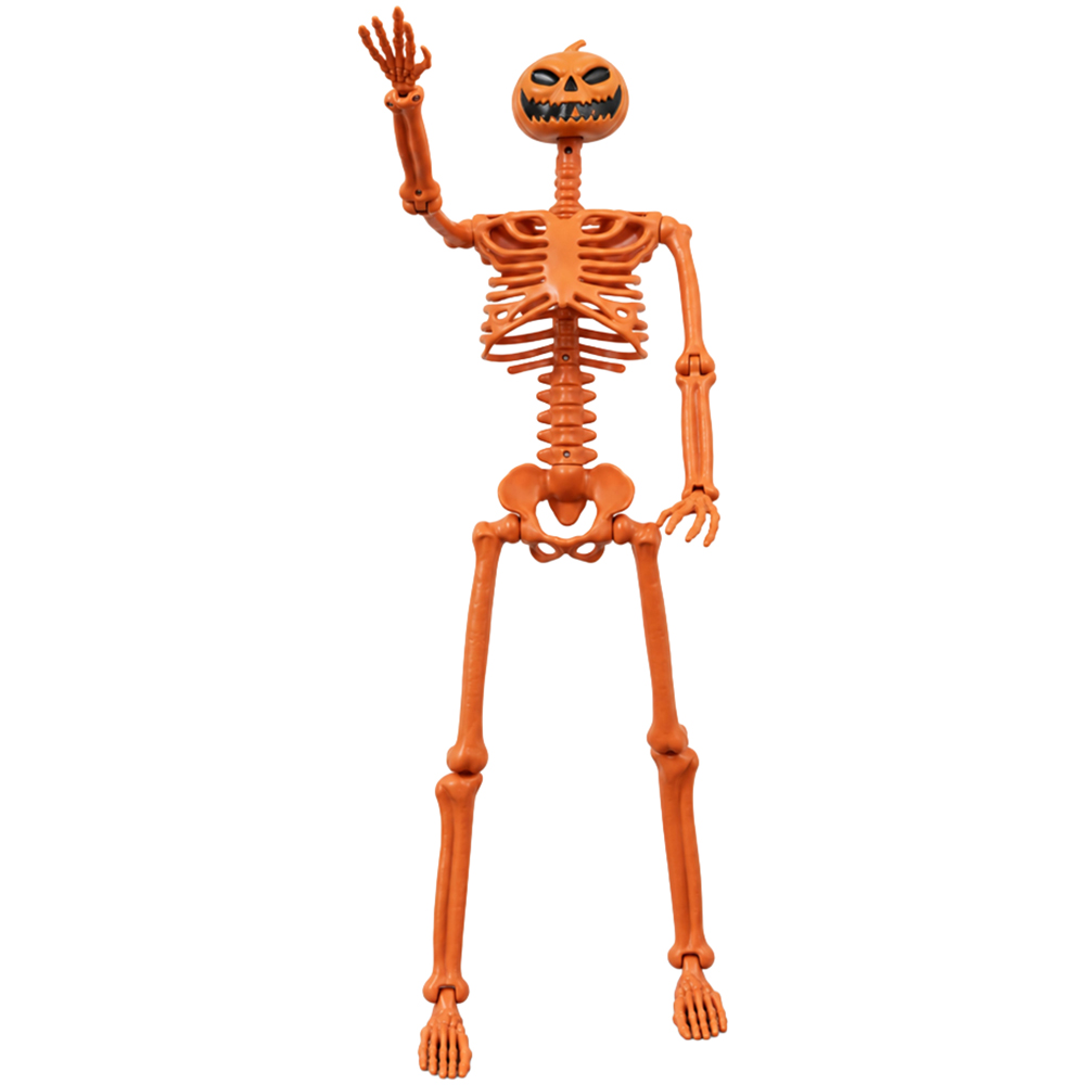 Samuel Alexander Poseable Pumpkin Skeleton Hanging Halloween Decoration 90cm Image 1
